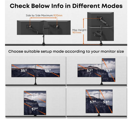 17-57" Monitor Halterung 2 Monitore 20kg VESA 75/100mm