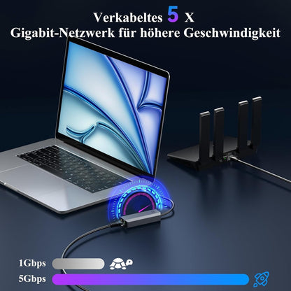 USB-C LAN Adapter 5G RJ45 Ethernet Aluminium Windows/Mac/Linux