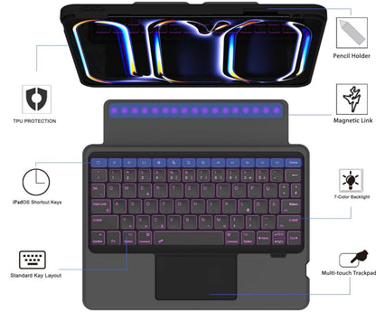 Tastaturhülle iPad Pro 11" M4 2024 QWERTZ Touchpad RGB Schwarz