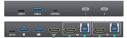 4K60Hz HDMI KVM Switch 2 Port USB 3.0 für 2 PCs