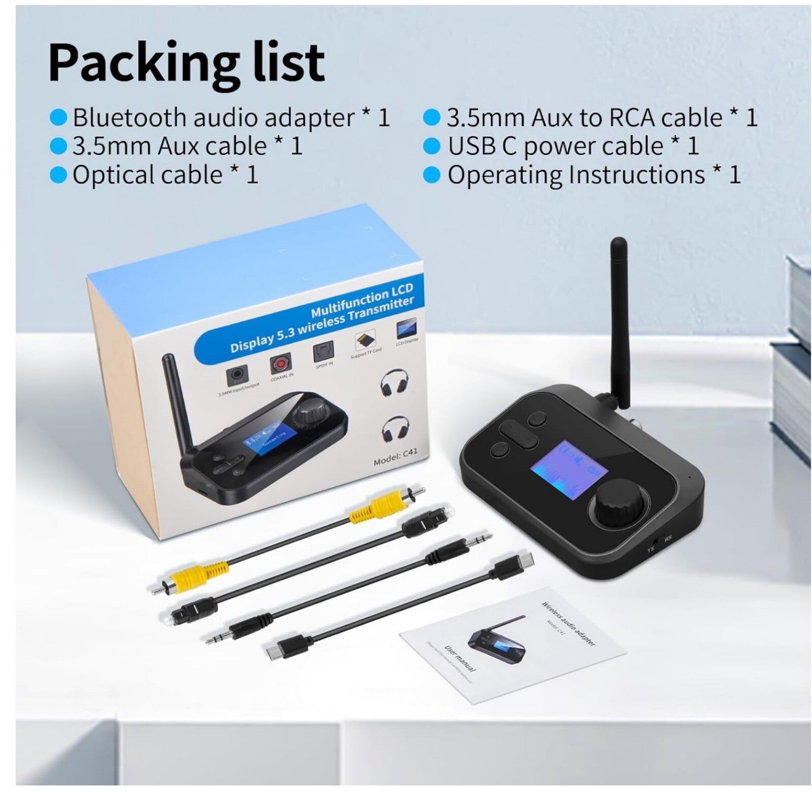 3-in-1 Bluetooth 5.3 Adapter Sender Empfänger AUX/RCA/TF