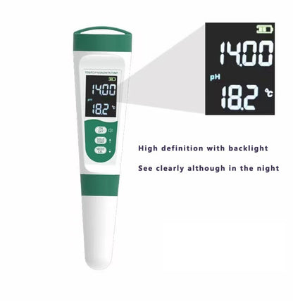 5-in-1 pH TDS EC Salzgehalt Temperatur Wassertester mit Stimme