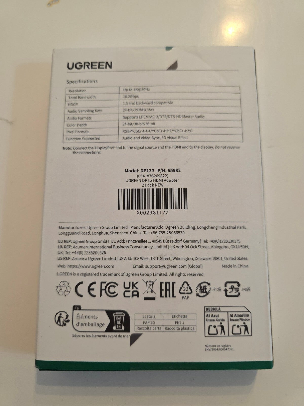 4K DisplayPort zu HDMI Adapter 2 Stück 4K@30Hz