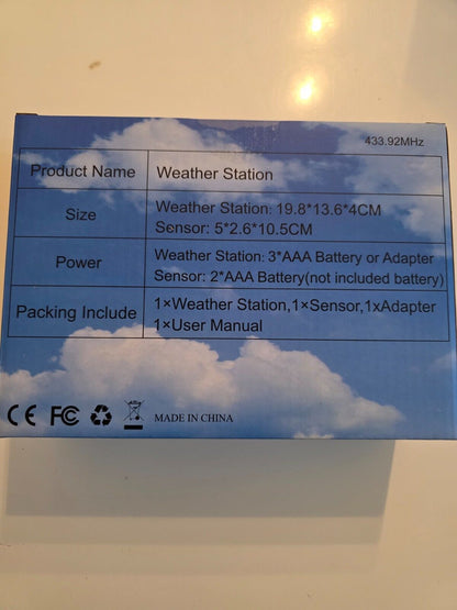 RCC Wetterstation Farb-LCD-Display Innen/Außen Thermometer-Hygrometer mit Wecker