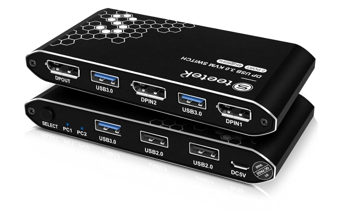 USB3.0 KVM Switch DisplayPort,4K60Hz,DP1.2,Displayport Switch,DP KVM 2 PC 1 Moni