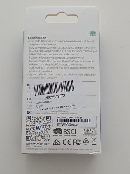 USB C LAN Adapter 5Gbit/s RJ45 Gigabit für MacBook iPad Windows