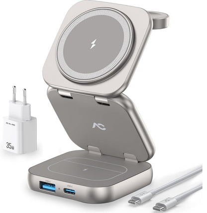 5-in-1 MagSafe Ladestation Faltbar iPhone 16-12 Watch AirPods Titan
