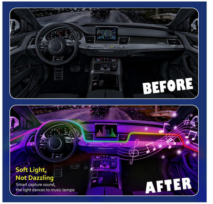 18-in-1 Auto LED Innenbeleuchtung 128 RGB Acrylstreifen APP Musiksync