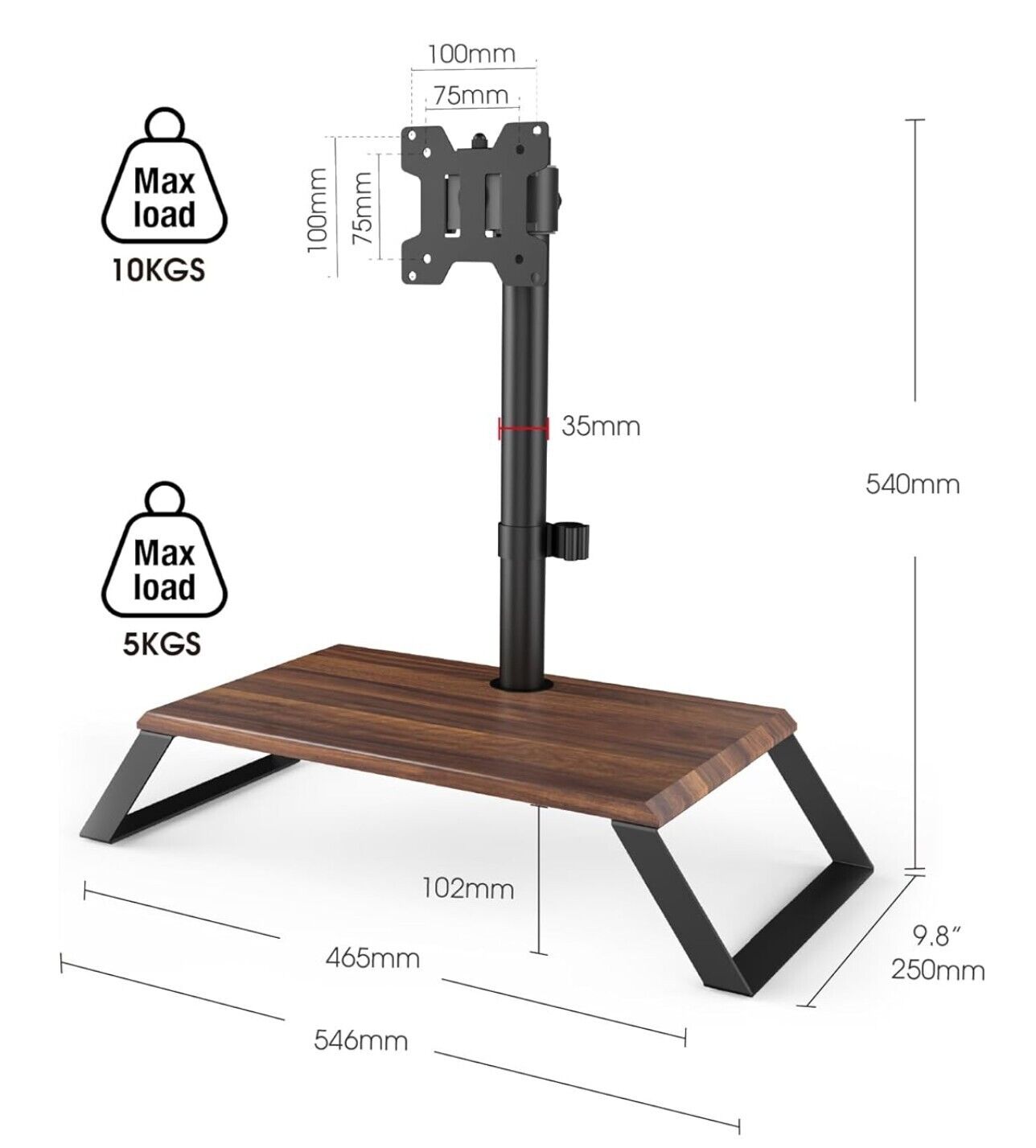 Monitor Halterung mit Regal, Monitorständer mit Abnehmbaren Metallfüßen, Höhenve