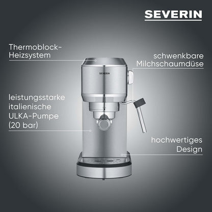 SEVERIN Newspresa Espressomaschine 20 Bar 1L Edelstahl KA 5997