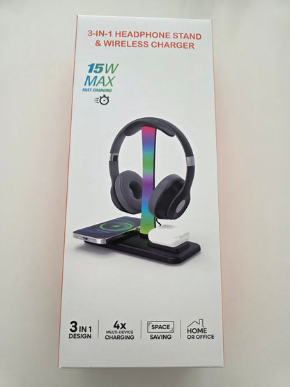 Kopfhörerständer mit Wireless Charger, RGB-Licht, AirPods Max & iPhone/Samsung k