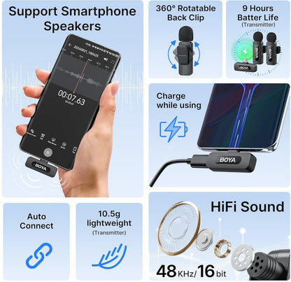 Kabelloses Lightning Mikrofon 48kHz für iPhone 7-14 Videoaufnahmen