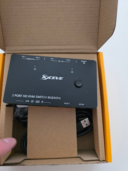 HDMI KVM Switch 8K@60Hz 4K@120Hz für 2 PCs, 1 Monitor, 3x USB 3.0