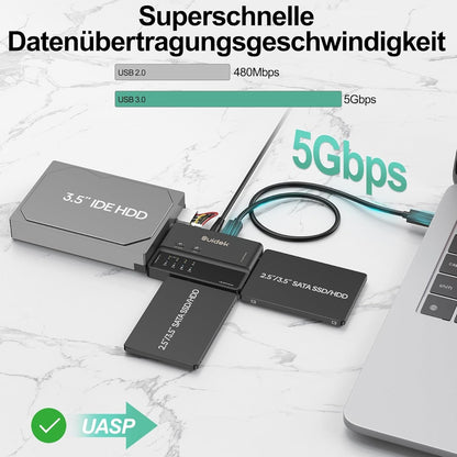 USB 3.0 IDE/SATA Adapter 5Gbps Offline-Klon 2,5"/3,5" HDD/SSD