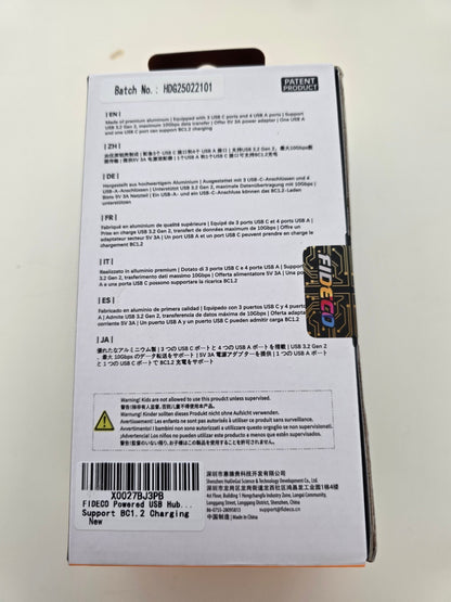 USB Hub 7 Port USB 3.2 Gen 2 10Gbit/s Aluminium mit Netzteil