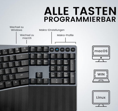 535BR Kabelgebundene ergonomische mechanische Tastatur – Flache Tasten
