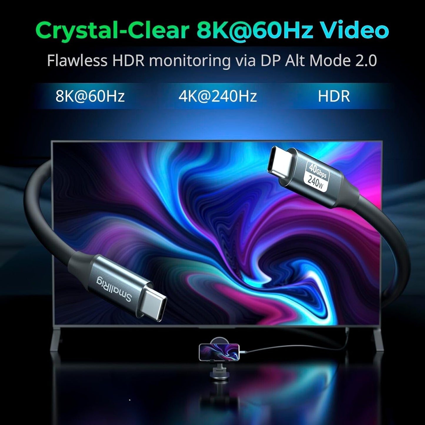 USB4 Kabel 60cm 40Gbps 240W 8K@60Hz USB-C Straight
