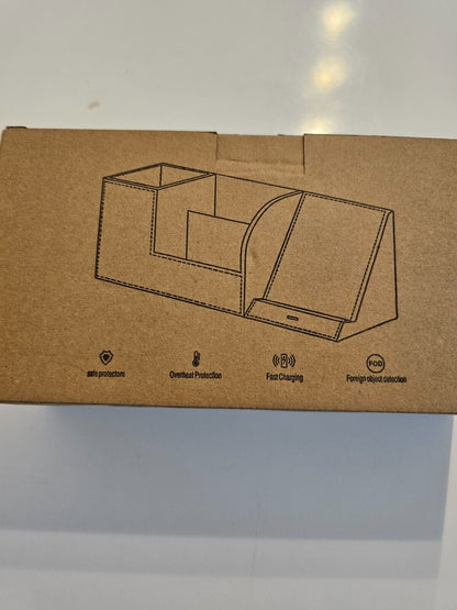 Stiftehalter Schreibtisch Organizer mit Induktive Ladestation, Leder Büro Organi