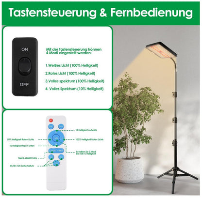 LED Grow Lampe 3700 Lumen Vollspektrum 226 Chips Fernbedienung Timer