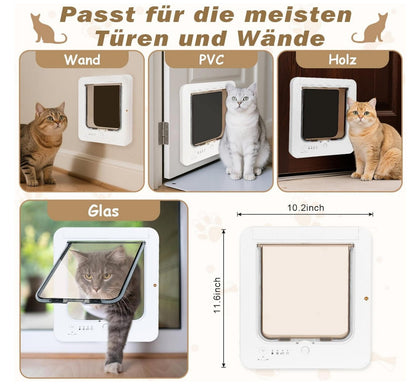 Smart Katzenklappe mit Chiperkennung RFID 3 Schlüssel L Weiß