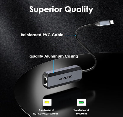 USB C LAN Adapter 5Gbit/s RJ45 Gigabit für MacBook iPad Windows