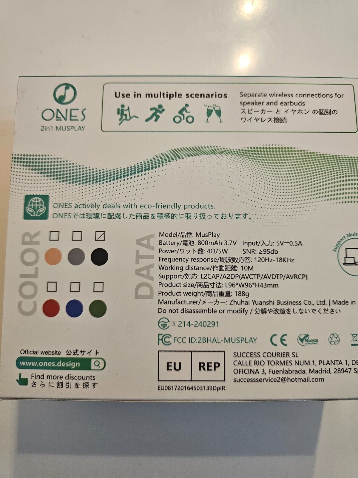 Kabelloser Lautsprecher mit Ohrhörern 2-in-1, Smart [Bluetooth/AUX / MP3] [Spiel