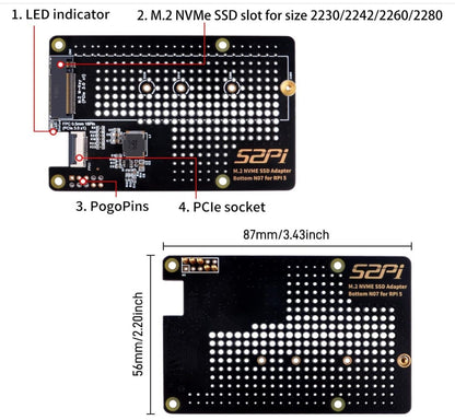 GeeekPi Metal Gehäuse mit N07 M.2 NVMe SSD Pip PCIe Peripheral Board Bottom für