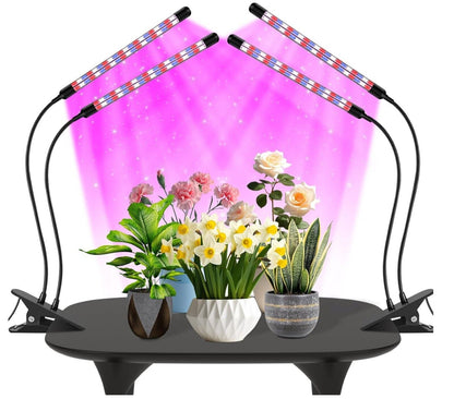 2x2 Köpfe Pflanzenlampe LED Vollspektrum Dimmbar Timer Rot+Blau Energieklasse F