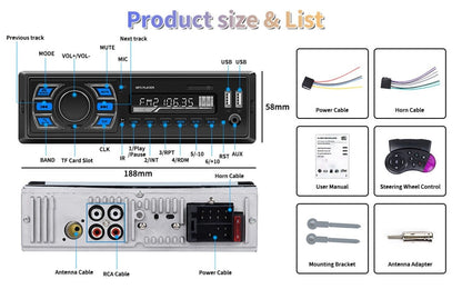 Dab/Dab+ Autoradio Bluetooth 5.0, 1 DIN Post Radio Bluetooth Auto mit beleuchtet