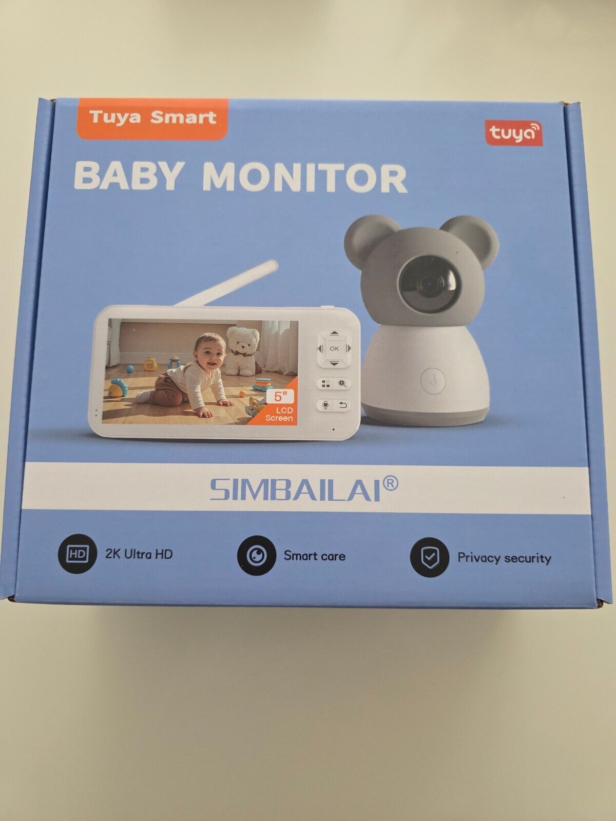 5" Babyphone 2K/3MP WLAN PTZ 355° 4X Zoom Nachtsicht