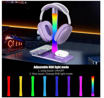 Kopfhörerständer mit Wireless Charger, RGB-Licht, AirPods Max & iPhone/Samsung k