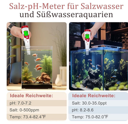 5-in-1 pH Salzmessgerät Pool TDS EC Tester Wasserdicht