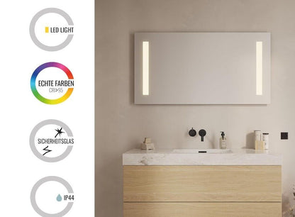 Quadratischer Spiegel mit Beleuchtung | Led Spiegel 120x65 cm | B