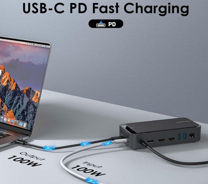 WAVLINK USB C Docking 3 Monitore, Laptop 5Gbps M.2 PC PCIe/SATA SSD-Gehäuse