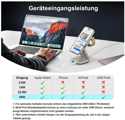 5-in-1 MagSafe Ladestation Faltbar iPhone 16-12 Watch AirPods Titan