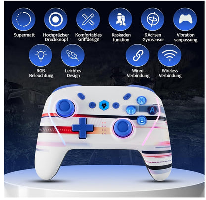 Wireless Controller für Nintendo Switch/Lite/OLED, AC, 8K@60Hz, Turbo, Wake