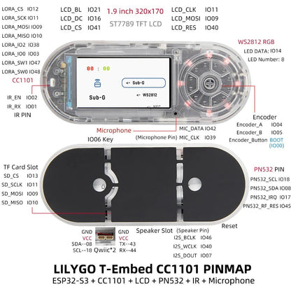 LILYGO T-Embed CC1101 ESP32-S3 Sub-1GHz NFC RFID Entwicklungsmodul