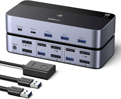 DisplayPort KVM Switch 2 PC 2 Monitore 8K@60Hz USB 3.0 Hub