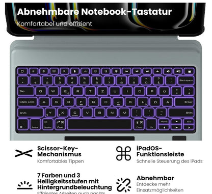Für iPad Pro 13 Zoll (M4, 2024) Hülle mit Tastatur Trackpad 7-Farben