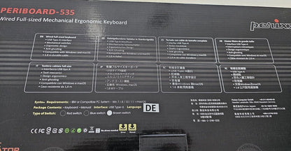 535BR Kabelgebundene ergonomische mechanische Tastatur – Flache Tasten
