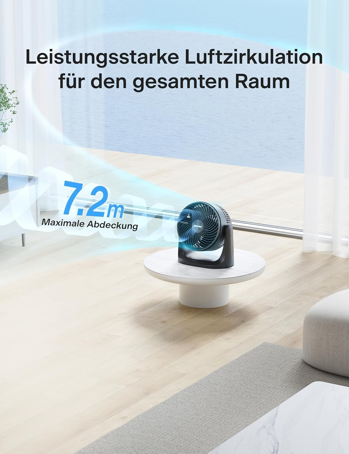 18cm Tischventilator 3 Stufen 100° Neigung Leise Schwarz