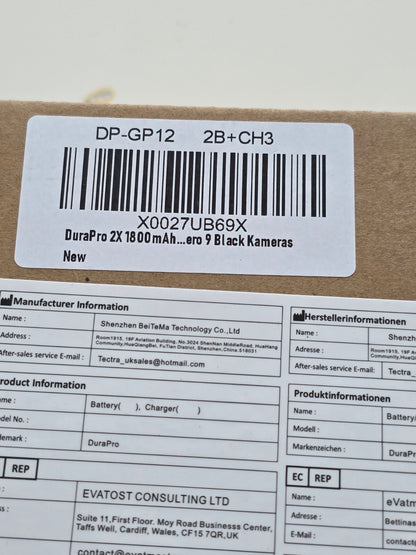 2x 1800mAh Akku + 3-Slots USB-C Ladegerät für GoPro Hero 12/11/10/9