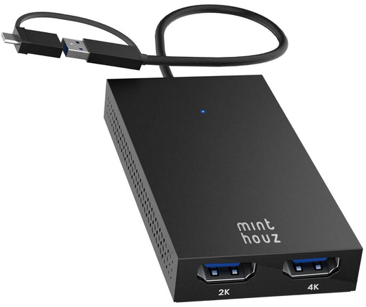 USB 3.0/USB C Dual HDMI Adapter 4K@30Hz + 1080p@60Hz