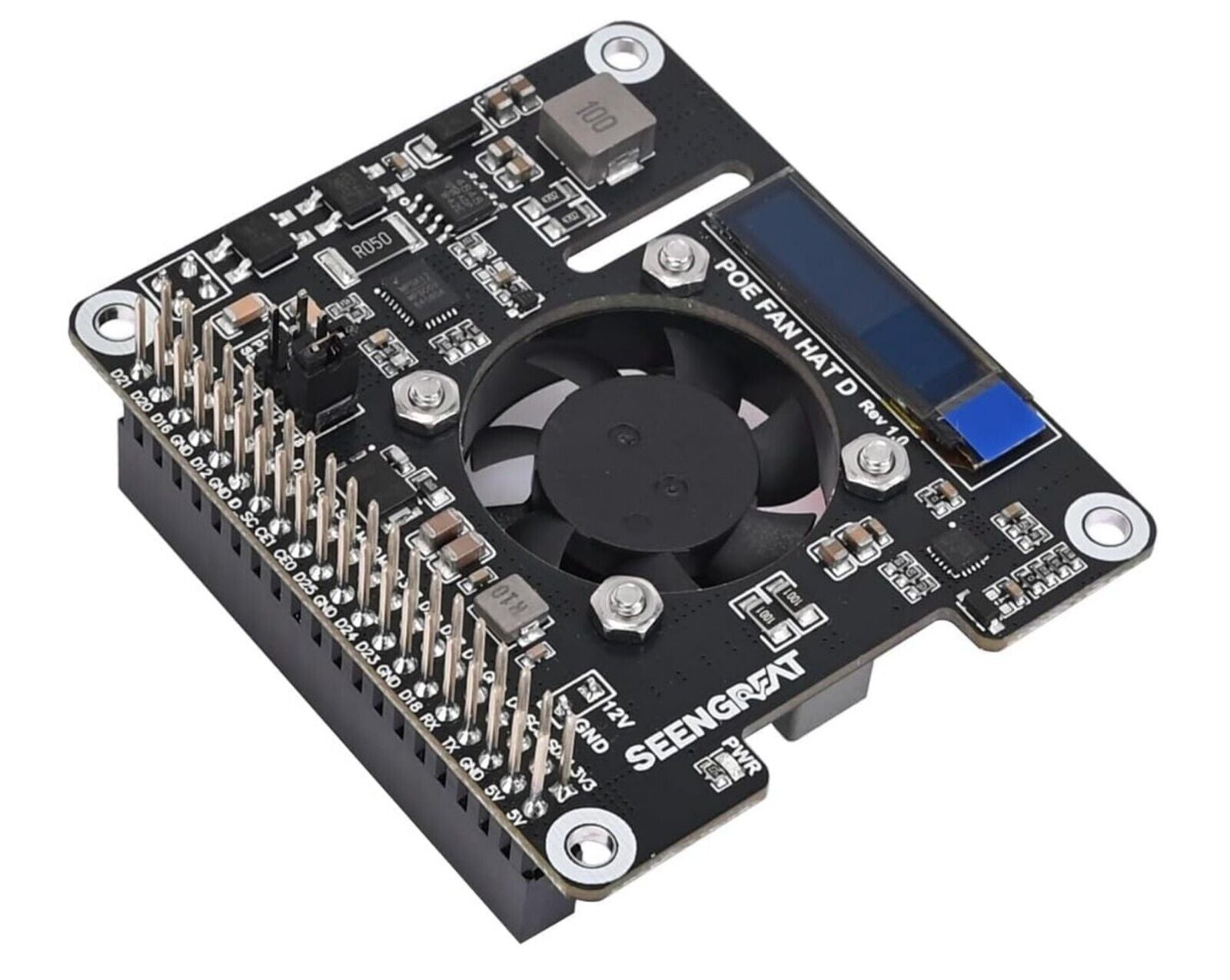 PoE HAT für Raspberry Pi 4B/3B+ mit Lüfter, OLED, 802.3af/at