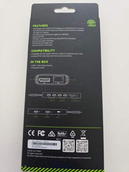USB C Docking Station 12in1 Triple Monitor 4K@144Hz