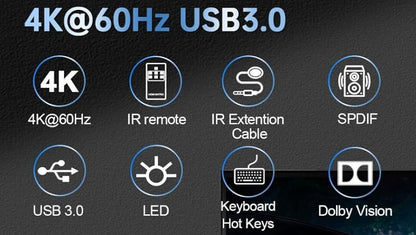 KVM Switch HDMI USB 3.0 4 Ports 4K 60Hz Hotkey 4 PCs an 1 Monitor