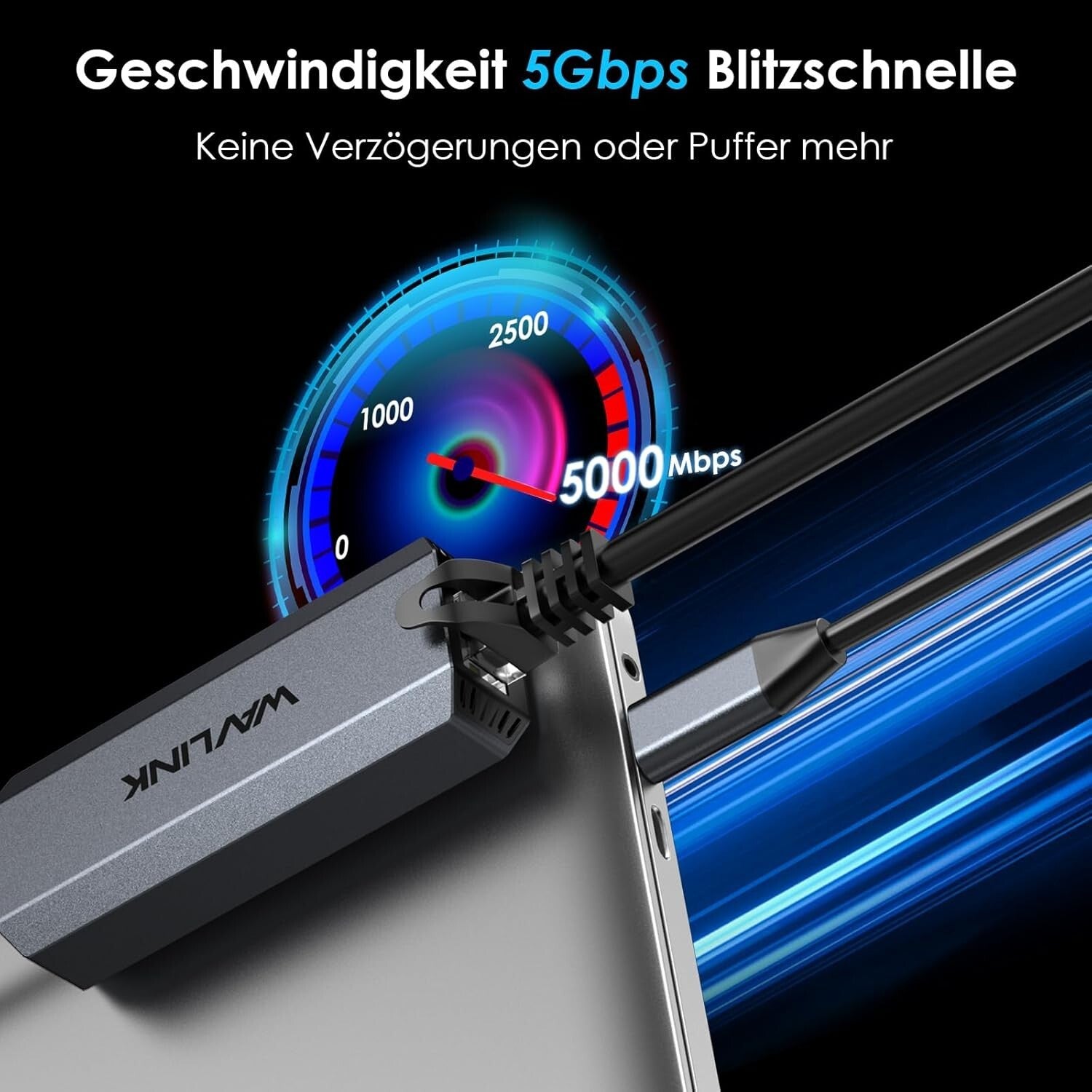 USB-C zu Ethernet Adapter 5Gbps RJ45 für MacBook/iPad Pro