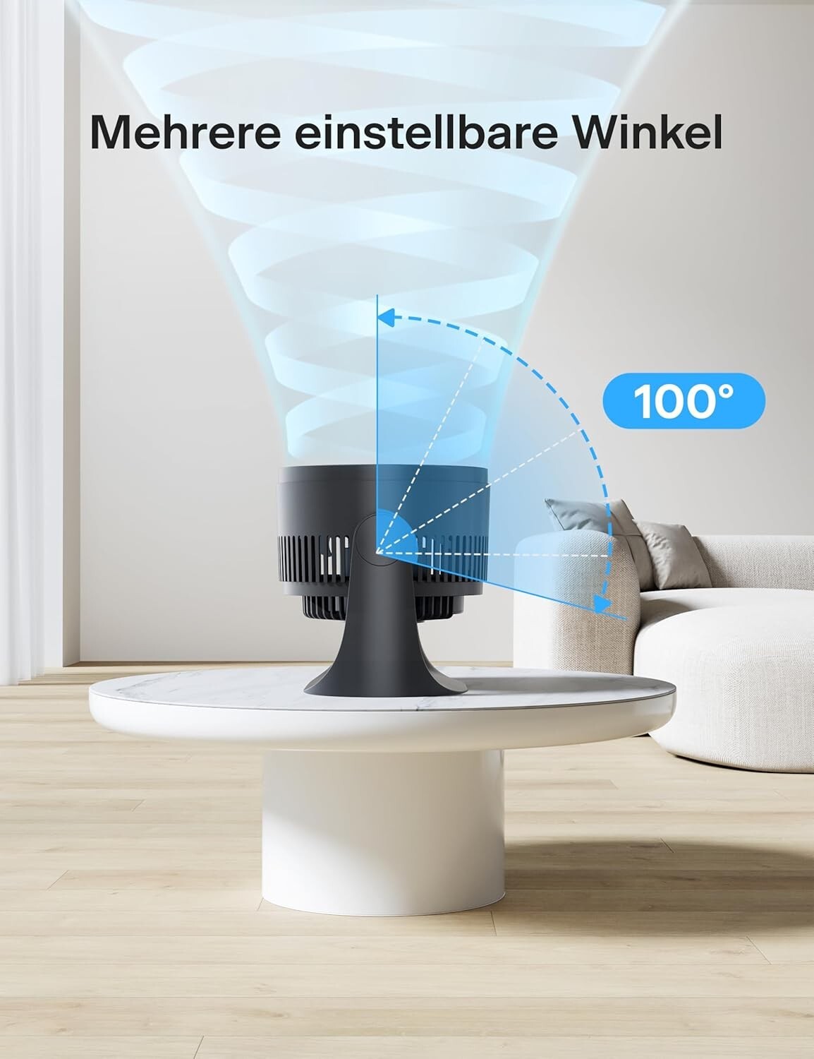 18cm Tischventilator 3 Stufen 100° Neigung Leise Schwarz