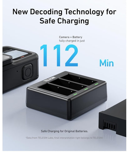 2x 2000mAh Akku für GoPro Hero 12/11/10/9 Wiederaufladbar