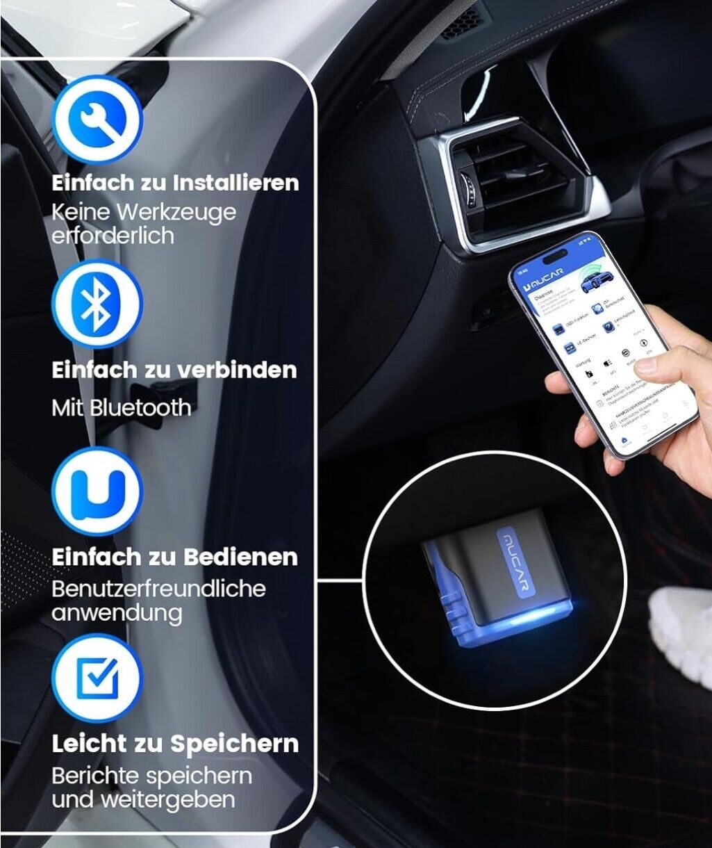 OBD2 Bluetooth Adapter, MUCAR DriverScan OBD2 Diagnosegerät Bluetooth Mit Vollsy
